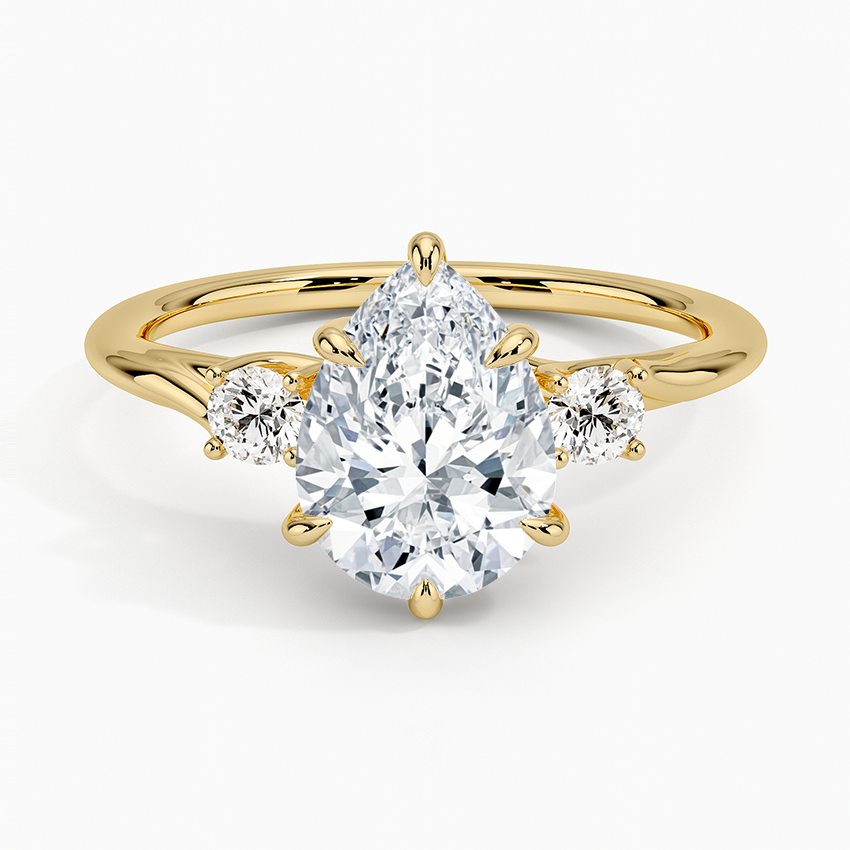 Delilah Three Stone Diamond Ring - Pear Center Stone