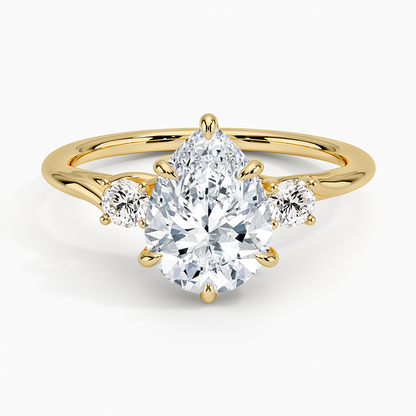 Delilah Three Stone Diamond Ring - Pear Center Stone