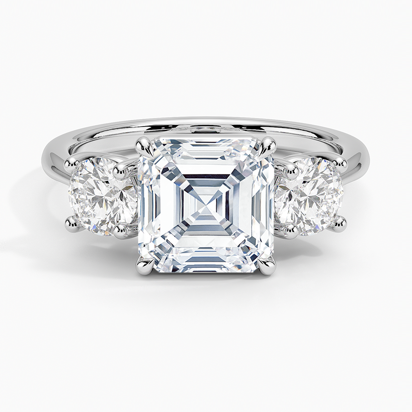 Luxe Selene Three Stone Diamond Ring (2/3 ct. tw.) - Asscher Cut Center Stone