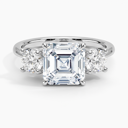 Luxe Selene Three Stone Diamond Ring (2/3 ct. tw.) - Asscher Cut Center Stone