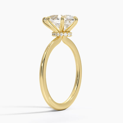 Petite Secret Halo Diamond Ring - Pear Center Stone