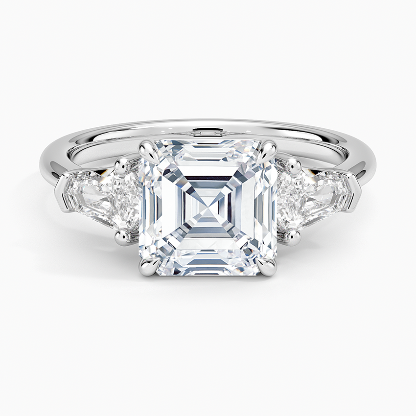 Shield Cut Three Stone Diamond Ring (1/2 ct. tw.) - Asscher Cut Center Stone