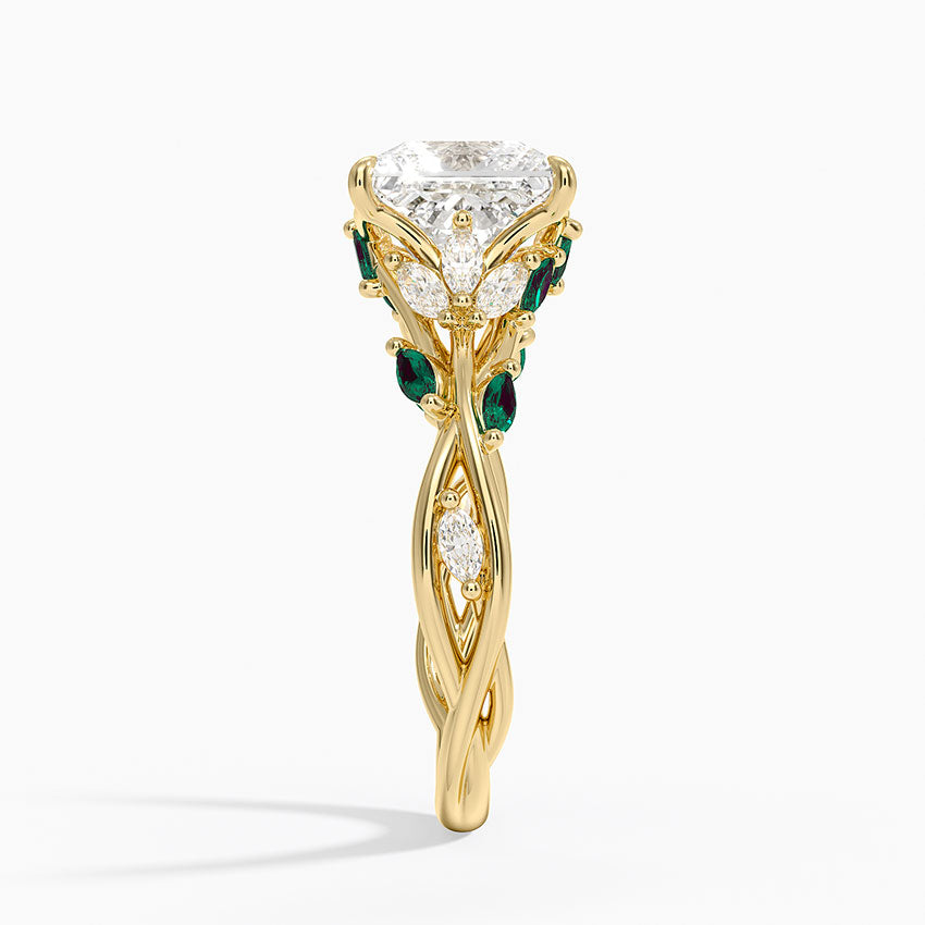 Secret Garden Lab Emerald and Diamond Ring (1/4 ct. tw.) - Princess Cut Center Stone