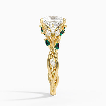 Secret Garden Lab Emerald and Diamond Ring (1/4 ct. tw.) - Princess Cut Center Stone