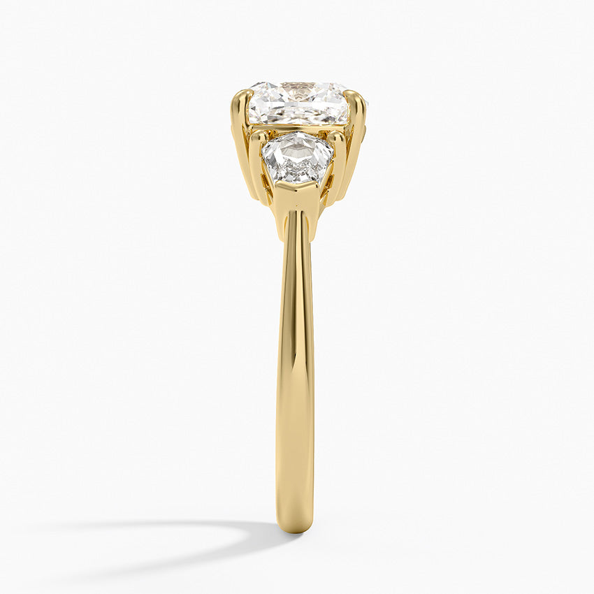 Shield Cut Three Stone Diamond Ring (1/2 ct. tw.) - Cushion Cut Center Stone
