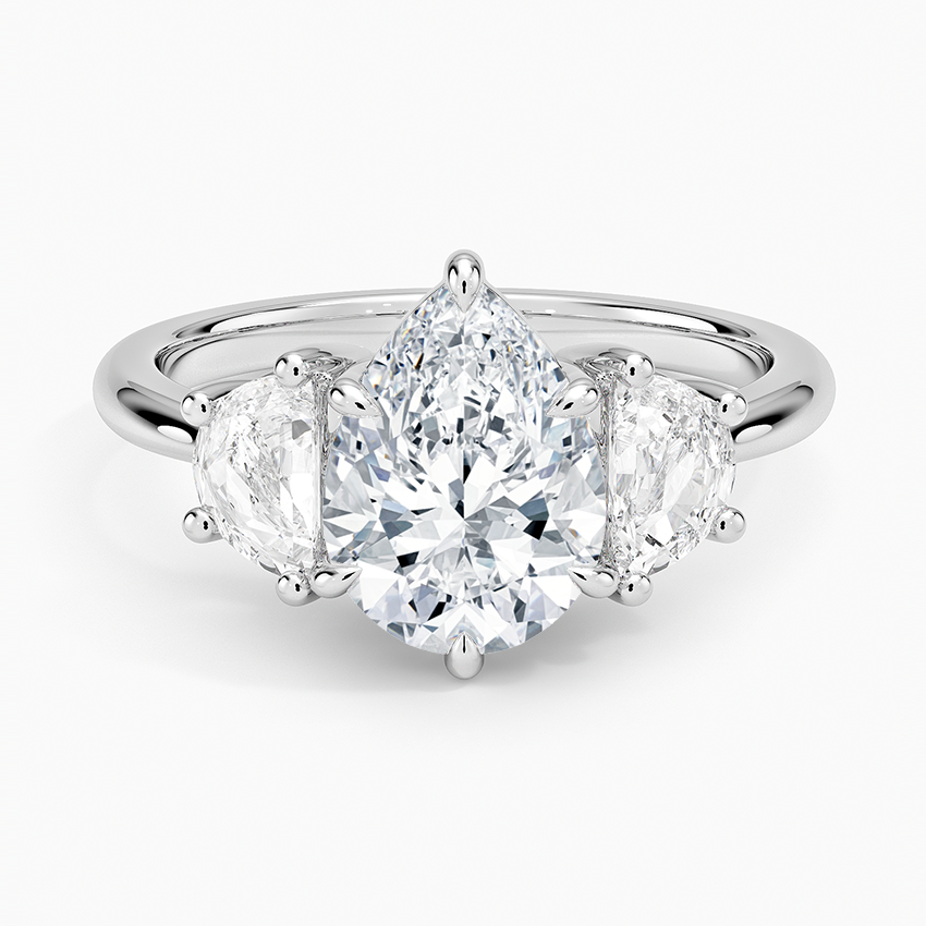 Half Moon Three Stone Diamond Ring (1/2 ct. tw.) - Pear Center Stone