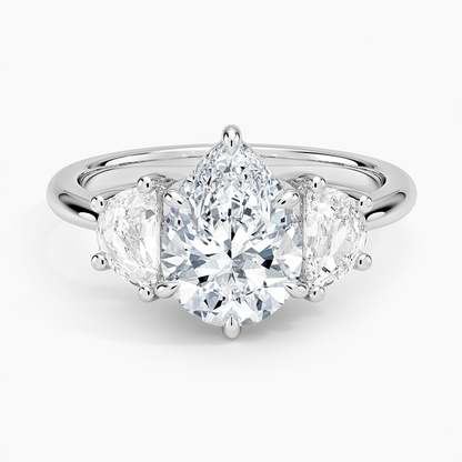 Half Moon Three Stone Diamond Ring (1/2 ct. tw.) - Pear Center Stone