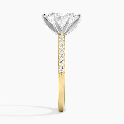 Six Prong Petite Shared Prong Diamond Ring (1/5 ct. tw.) - Oval Center Stone