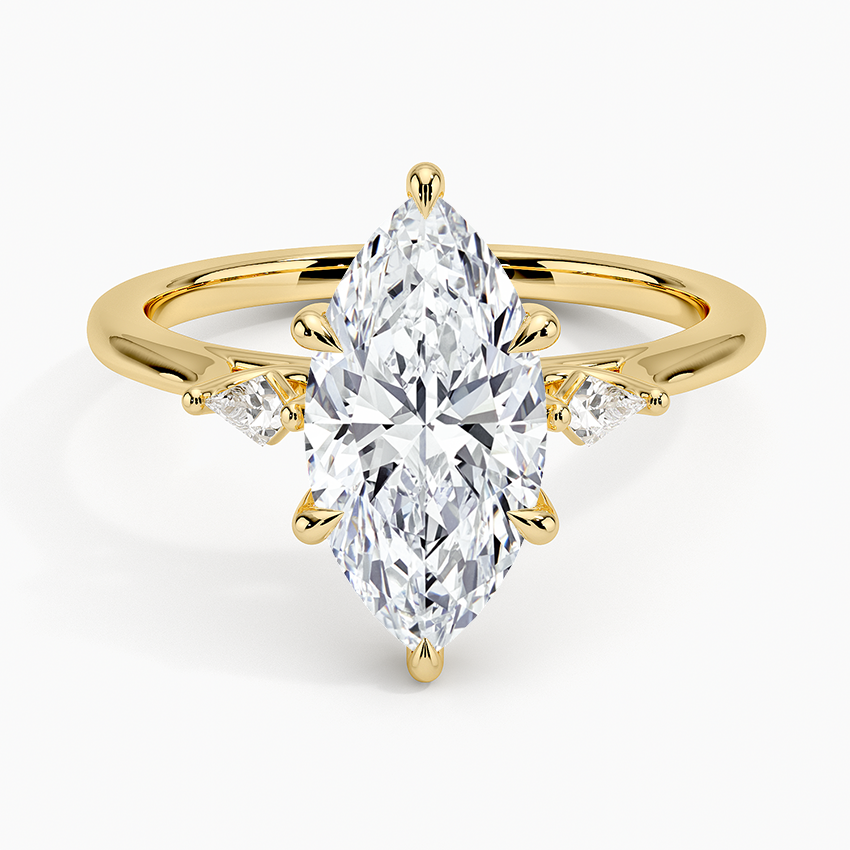 Petite Cometa Perfect Fit Three Stone Diamond Ring - Marquise Center Stone