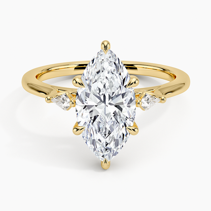 Petite Cometa Perfect Fit Three Stone Diamond Ring - Marquise Center Stone