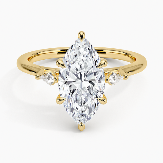 Petite Cometa Perfect Fit Three Stone Diamond Ring - Marquise Center Stone