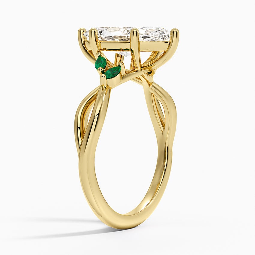 Willow Ring With Lab Emerald Accents - Marquise Cut Center Stone