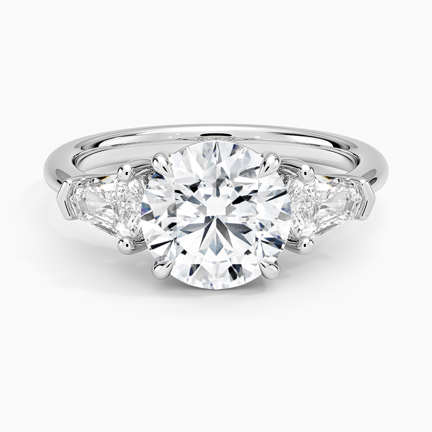 Shield Cut Three Stone Diamond Ring (1/2 ct. tw.) - Round Center Stone