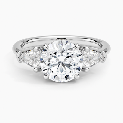 Shield Cut Three Stone Diamond Ring (1/2 ct. tw.) - Round Center Stone