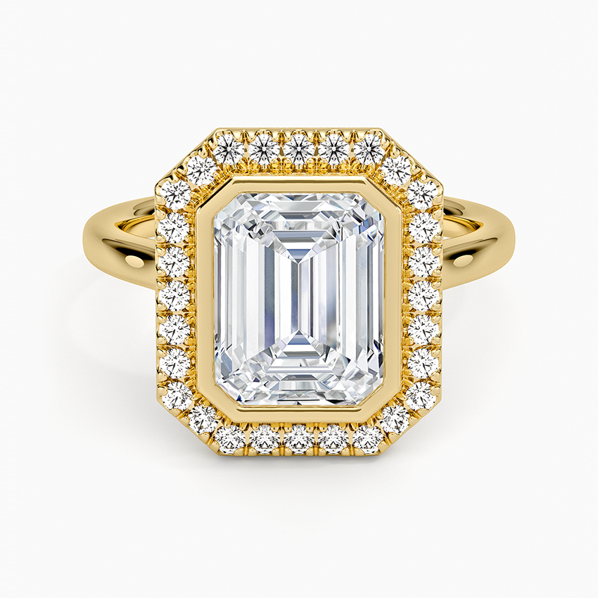 Bezel Halo Diamond Ring (1/4 ct. tw.) - Emerald Cut Center Stone