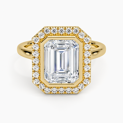 Bezel Halo Diamond Ring (1/4 ct. tw.) - Emerald Cut Center Stone