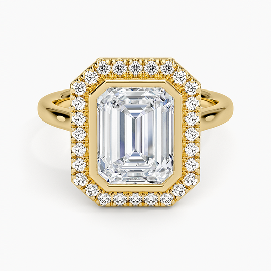 Bezel Halo Diamond Ring (1/4 ct. tw.) - Emerald Cut Center Stone