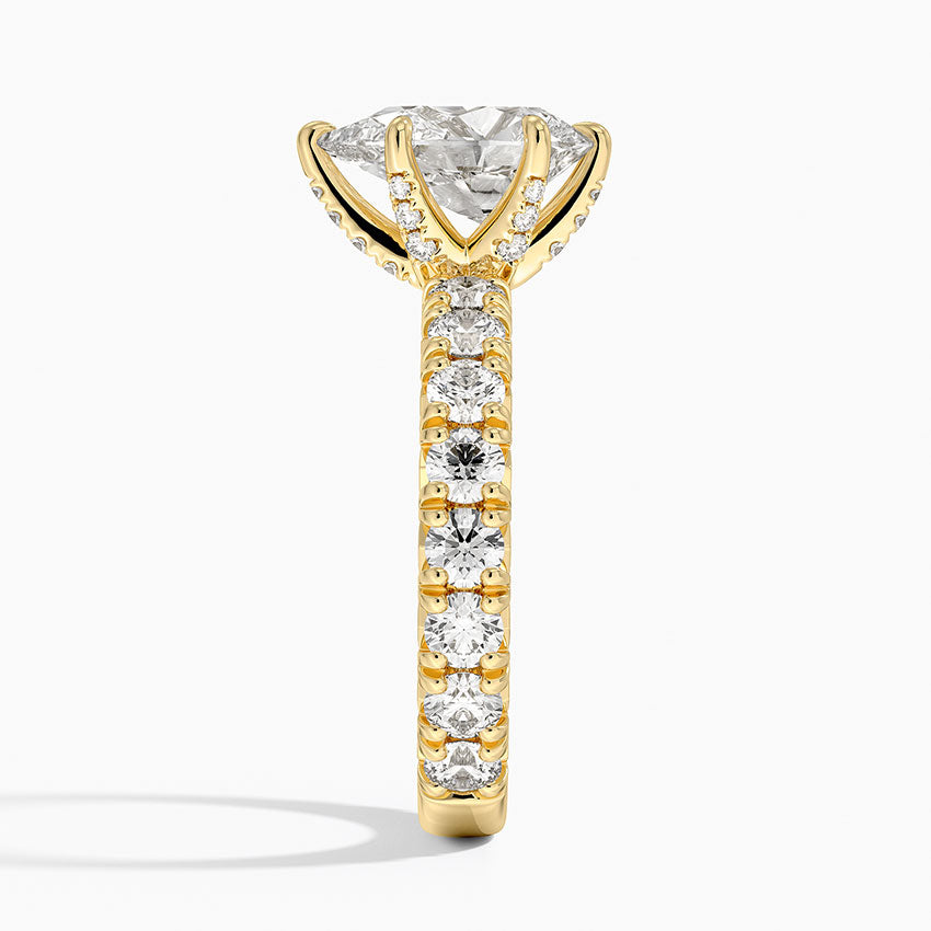 Ellora Three-Quarter Coverage Diamond Ring - Pear Center Stone