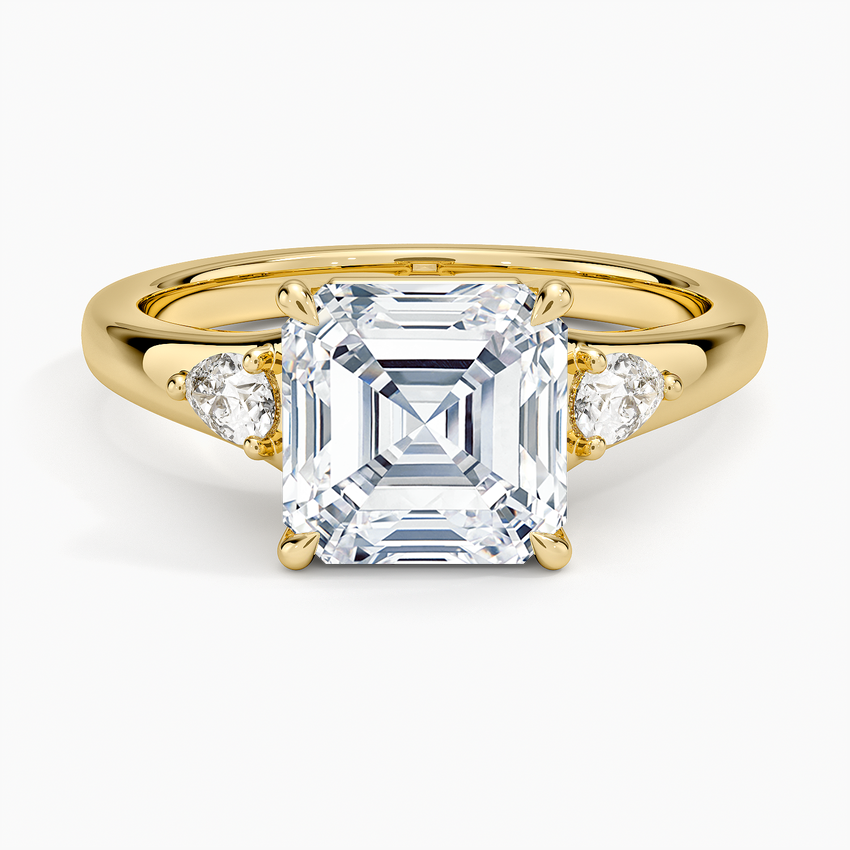 Aria Three Stone Signet Diamond Ring (1/4 ct. tw.) - Asscher Cut Center Stone