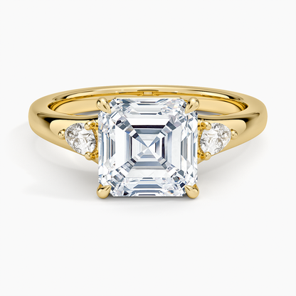 Aria Three Stone Signet Diamond Ring (1/4 ct. tw.) - Asscher Cut Center Stone
