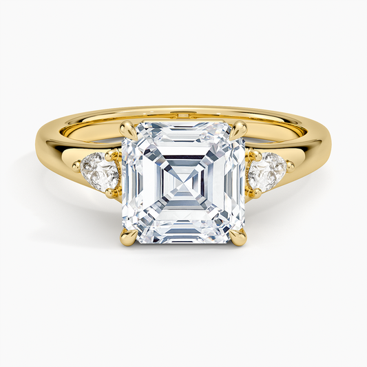 Aria Three Stone Signet Diamond Ring (1/4 ct. tw.) - Asscher Cut Center Stone