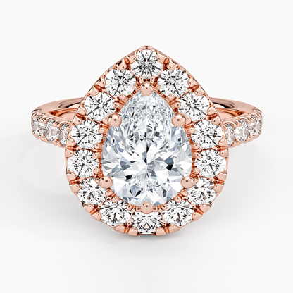 Adele Halo Diamond Ring - Pear Center Stone
