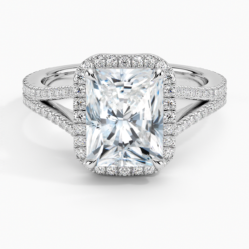 Fortuna Halo Diamond Ring (1/2 ct. tw.) - Radiant Cut Center Stone