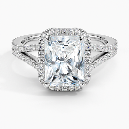 Fortuna Halo Diamond Ring (1/2 ct. tw.) - Radiant Cut Center Stone