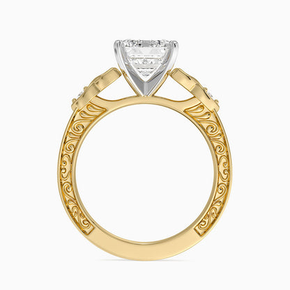 Aberdeen Celtic Diamond Ring - Emerald Cut Center Stone