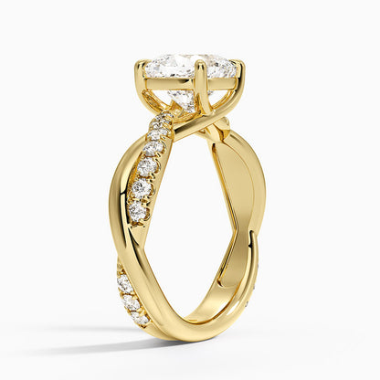 Cascade Twisted Diamond Ring - Old Mine Cut Center Stone