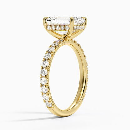 Perfect Fit French Pavé Diamond Ring - Emerald Cut Center Stone