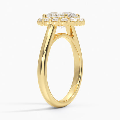Lotus Flower Halo Diamond Ring (1/4 ct. tw.) - Oval Cut Center Stone