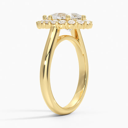 Lotus Flower Halo Diamond Ring (1/4 ct. tw.) - Pear Cut Center Stone