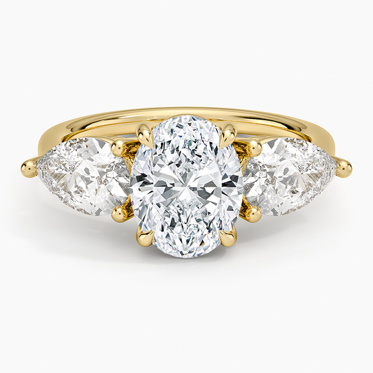 Luxe Opera Three Stone Diamond Ring (1 1/3 ct. tw.) - Oval Center Stone