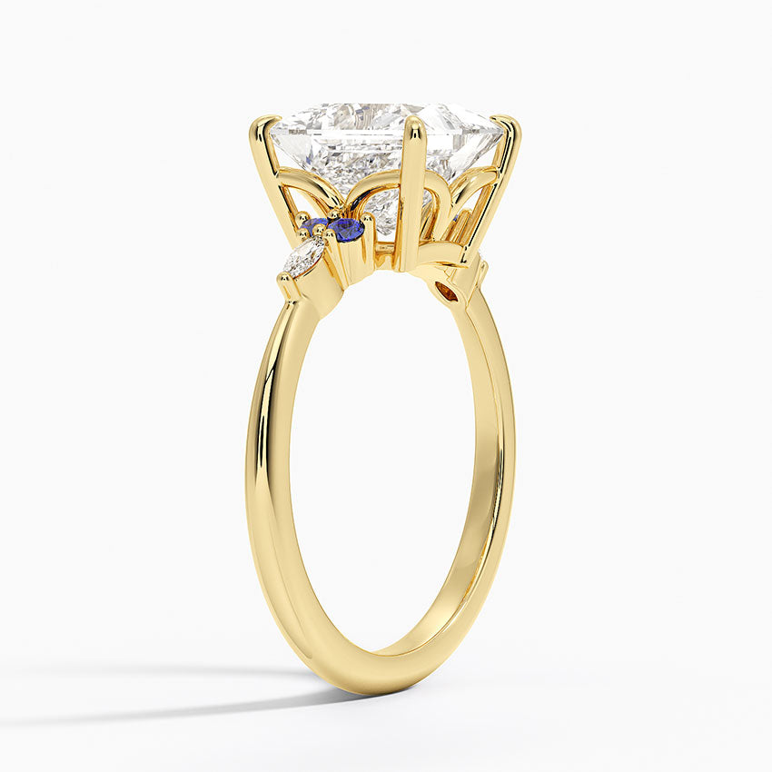 Nadia Sapphire and Diamond Ring - Princess Cut Center Stone