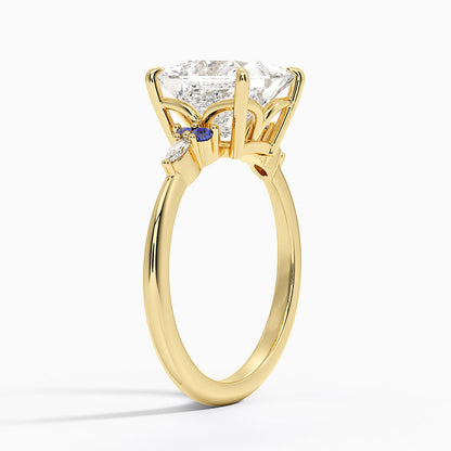 Nadia Sapphire and Diamond Ring - Princess Cut Center Stone