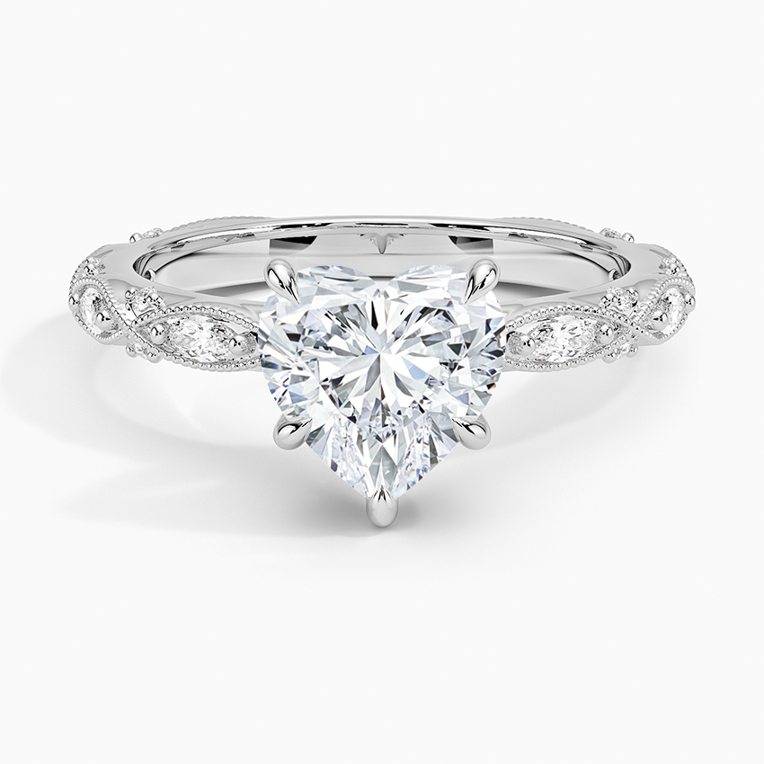 Celestia Milgrain Diamond Ring (1/4 ct. tw.) - Heart Center Stone