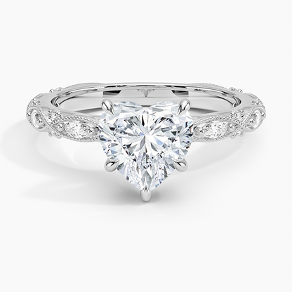 Celestia Milgrain Diamond Ring (1/4 ct. tw.) - Heart Center Stone