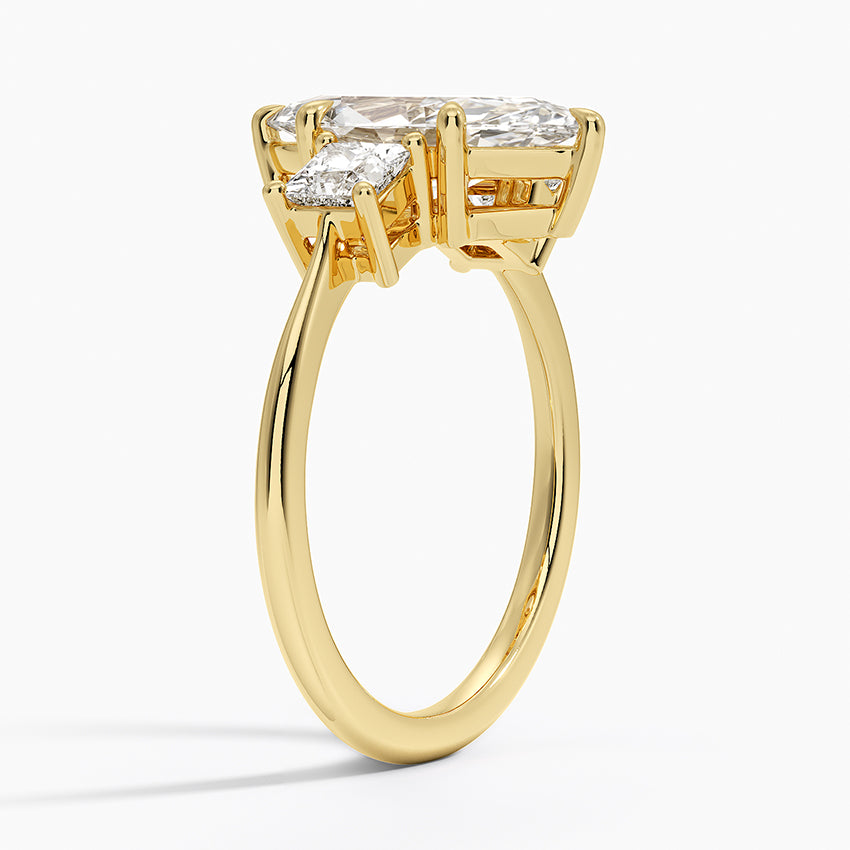 Princess Cut Three Stone Diamond Ring - Marquise Cut Center Stone
