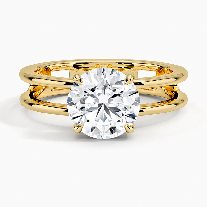 Aimee Open Double Band Solitaire Ring - Round Center Stone