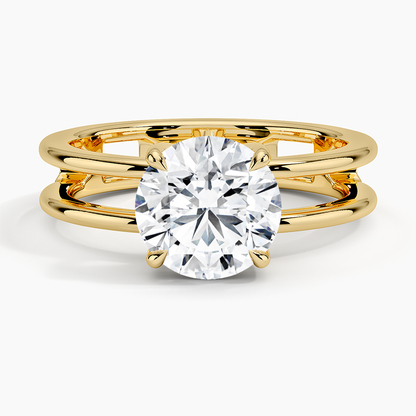 Aimee Open Double Band Solitaire Ring - Round Center Stone