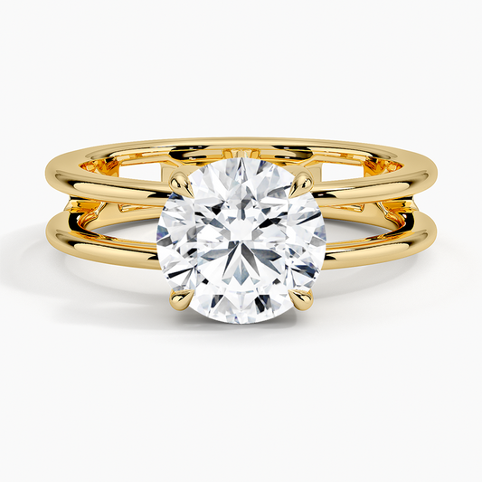 Aimee Open Double Band Solitaire Ring - Round Center Stone
