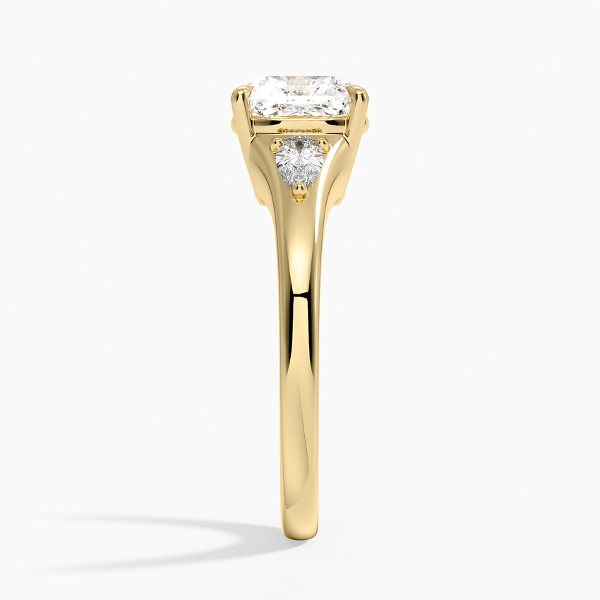 Aria Three Stone Signet Diamond Ring (1/4 ct. tw.) - Cushion Cut Center Stone
