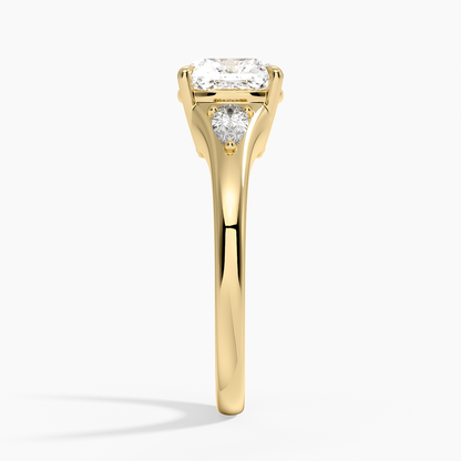 Aria Three Stone Signet Diamond Ring (1/4 ct. tw.) - Old Mine Cut Center Stone