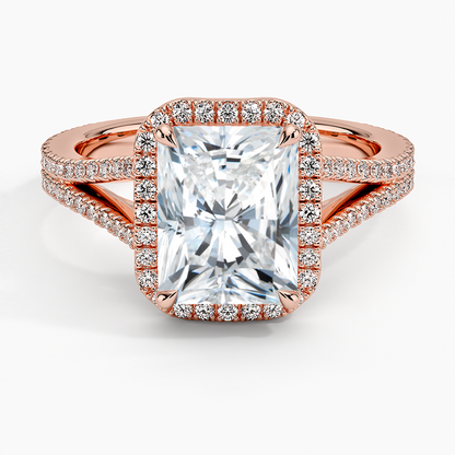 Fortuna Halo Diamond Ring (1/2 ct. tw.) - Radiant Cut Center Stone