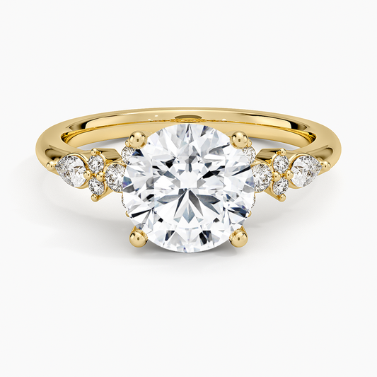 Rosette Diamond Ring - Round Center Stone