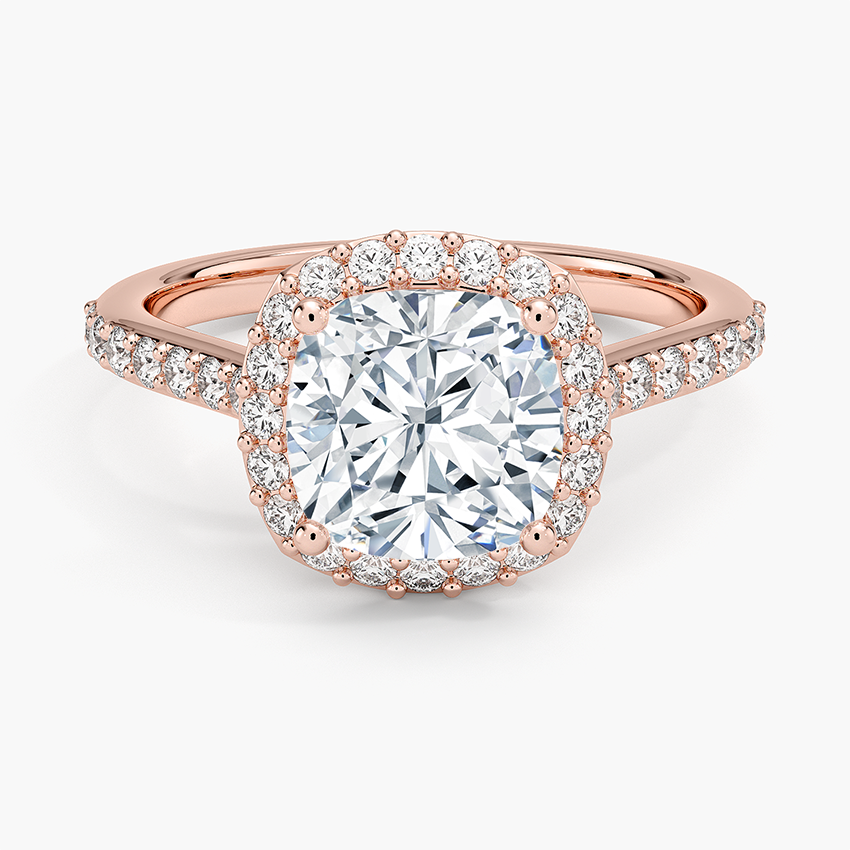 Halo Diamond Ring with Side Stones (1/3 ct. tw.) - Cushion Cut Center Stone