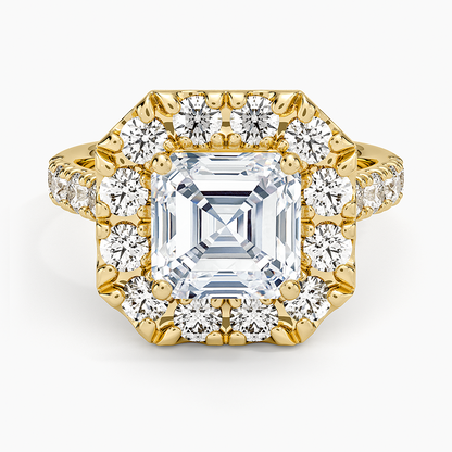 Adele Halo Diamond Ring - Asscher Cut Center Stone