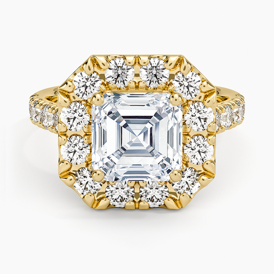 Adele Halo Diamond Ring - Asscher Cut Center Stone