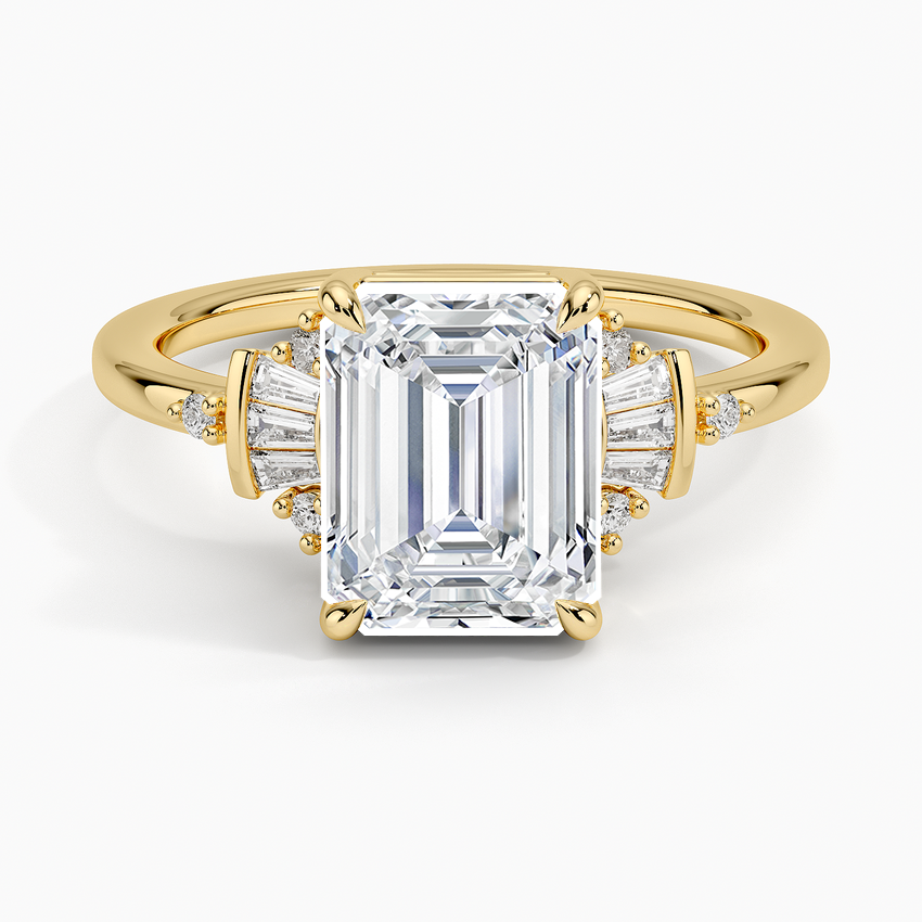 Daphne Art Deco Ring (1/8 ct. tw.) - Emerald Cut Center Stone